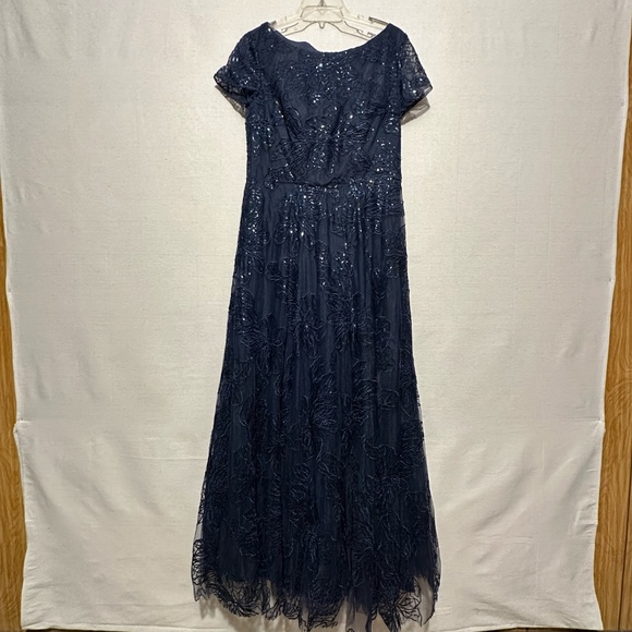 La Femme Midnight Blue Sparkle Maxi Dress - Picture 3 of 10